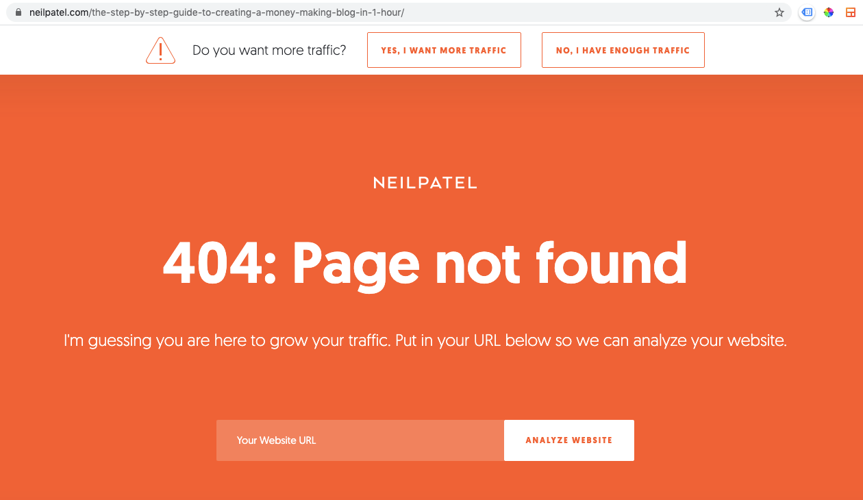 neilpatel.com 404 screen